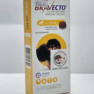 BRAVECTO TABLETA XS 2 A 4.5 - 2. 2 a a 4 4.5 kg